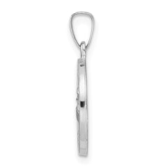 14k White Gold Polished and Satin Hollow St Anthony Medal Pendant