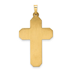 14k Polished and Textured Hollow Scroll Design Double Cross Pendant