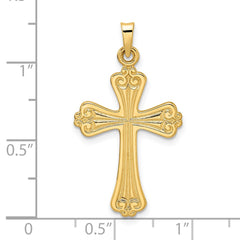 14k Polished Solid Fancy Design Cross Pendant - 5