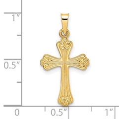 14k Polished Solid Fancy Design Cross Pendant - 2