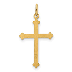 14k Polished and Textured Solid Diamond Shape Cross Pendant - 2