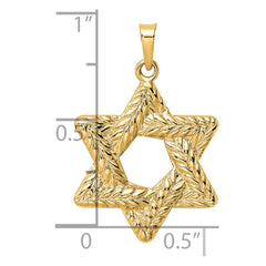 14k Polished and Textured Solid Star of David Pendant - 2