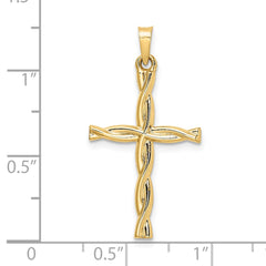 14k Polished Hollow Twisted Cross Pendant