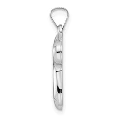14k White Gold Polished Hollow Chai Symbol Pendant
