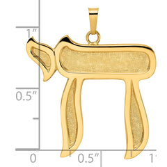 14k Polished and Textured Solid Chai Symbol Pendant - 2