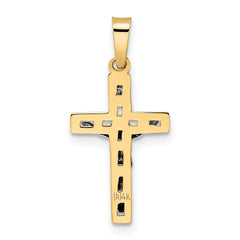 14k Two-tone Polished Solid INRI Crucifix Pendant - 5