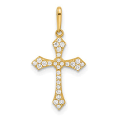 14k Polished CZ Passion Cross Pendant