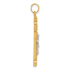 14k Two-Tone Hollow INRI Crucifix Pendent