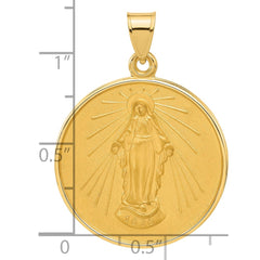 14k Polished and Satin Solid Miraculous Mary Plain Back Medal - 2
