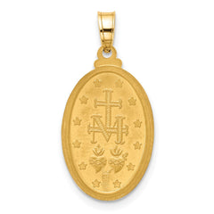 14K with Rhodium Satin and Polished Miraculous Medal Solid Oval Pendant - 4