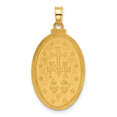 14k Satin and Polished Miraculous Medal Solid Oval Pendant - 3