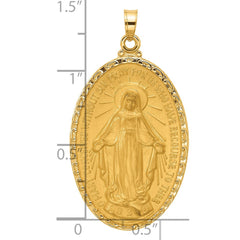 14k Satin and Polished Miraculous Medal Solid Oval Pendant - 4