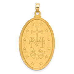 14K with Rhodium Satin and Polished Miraculous Medal Solid Oval Pendant - 2