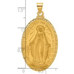 14k Satin and Polished Miraculous Medal Solid Oval Pendant - 5