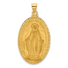 14k Satin and Polished Miraculous Medal Solid Oval Pendant - 5