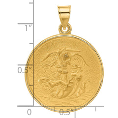 14k Polished and Satin Solid St. Michael Medal