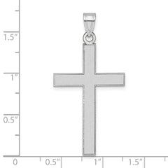 14k White Gold Florentine Satin Cross Pendant - 3