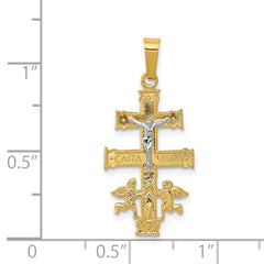14k Two-tone Cara Vaca Crucifix Pendant - 2