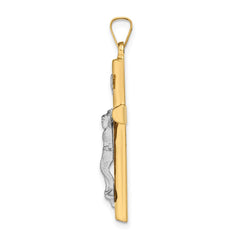 14k Two-tone INRI Hollow Crucifix Pendant - 4