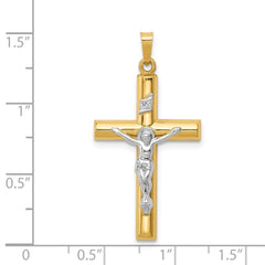 14k Two-tone INRI Hollow Crucifix Pendant - 4