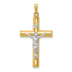 14k Two-tone INRI Hollow Crucifix Pendant - 4