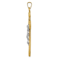 14k Two-tone INRI Hollow Crucifix Pendant - 8