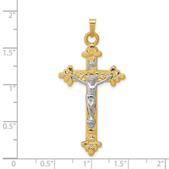 14k Two-tone INRI Hollow Crucifix Pendant - 8