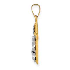 14k Two-tone INRI Hollow Crucifix Pendant - 14