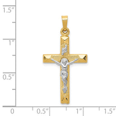 14k Two-tone INRI Hollow Crucifix Pendant - 2