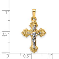 14k Two-tone INRI Hollow Crucifix Pendant - 3
