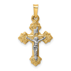 14k Two-tone INRI Hollow Crucifix Pendant - 3