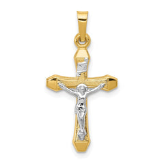 14k Two-tone INRI Hollow Crucifix Pendant - 5