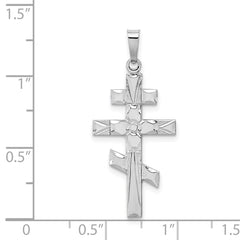 14k White Gold Eastern Orthodox Cross Pendant - 2
