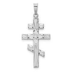 14k White Gold Eastern Orthodox Cross Pendant - 2