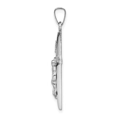 14k White Gold INRI Crucifix Charm - 4