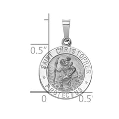 14k White Gold Saint Christopher Medal Charm - 2
