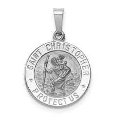 14k White Gold Saint Christopher Medal Charm - 2