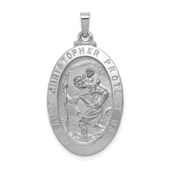 14k White Gold Saint Christopher Medal Pendant - 2