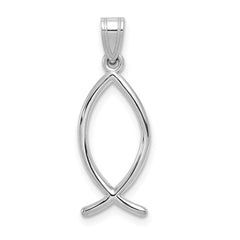 14k White Gold Ichthus Fish Pendant - 3