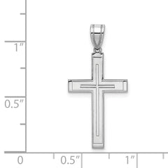 14k White Gold Cross Pendant - 9
