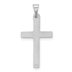 14k White Gold Hollow Cross Pendant - 14