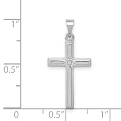 14k White Gold Hollow Cross Pendant - 14