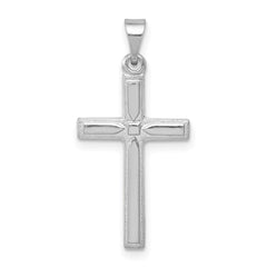 14k White Gold Hollow Cross Pendant - 14