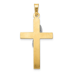 14K Two-Tone Hollow Cross w/Drape Charm - 2