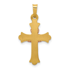 14k Two-tone Claddagh Cross Pendant - 7