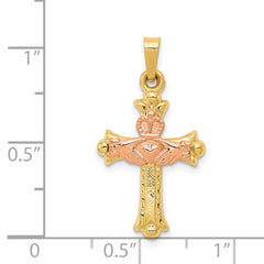 14k Two-tone Claddagh Cross Pendant - 7