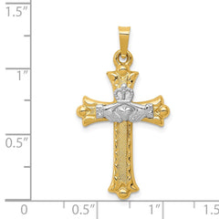 14k Two-tone Claddagh Cross Pendant - 3