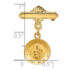 14k Reversible Queen of the Holy Scapular/Sacred Heart Medal Pin