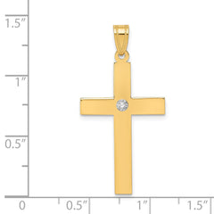 14k Polished .02ct. Diamond Cross Pendant - 2