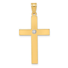 14k Polished .02ct. Diamond Cross Pendant - 2